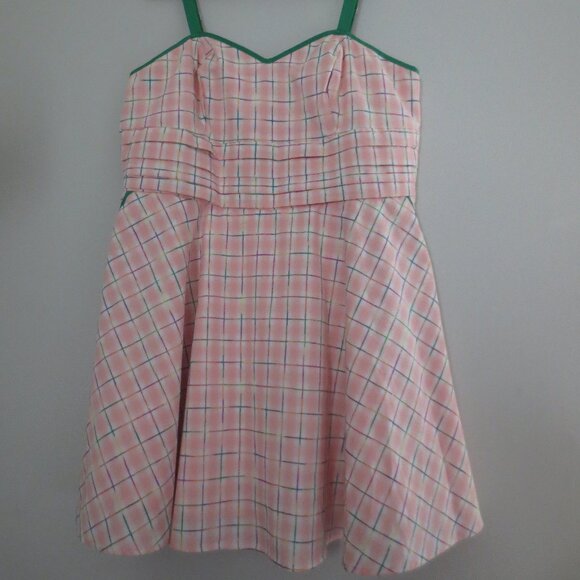 New! Unique Vintage Pink Plaid Dress - Picture 8 of 12